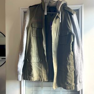 Men’s Forever21 Olive Green and Heather Grey Utility Jacket